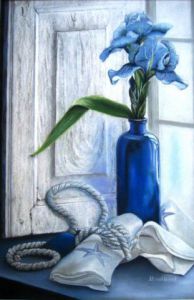 Voir le détail de cette oeuvre: Iris bleu devant la fenêtre